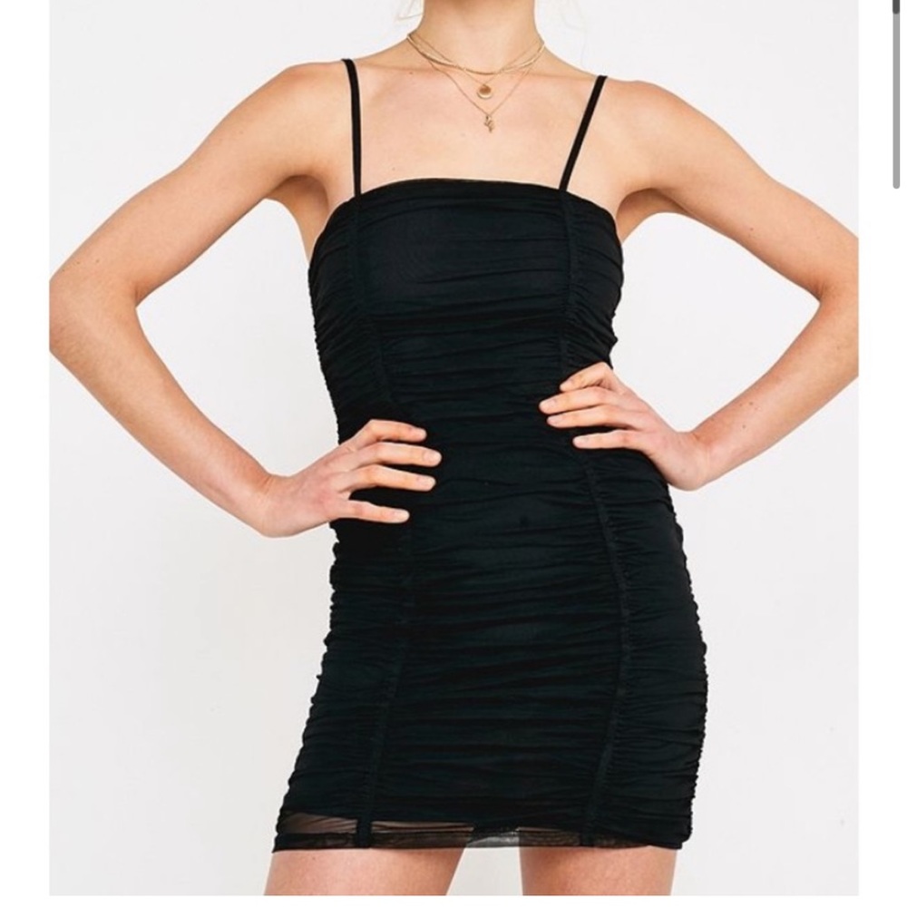 Urban outfitters Black Ruched Mesh Mini Dress